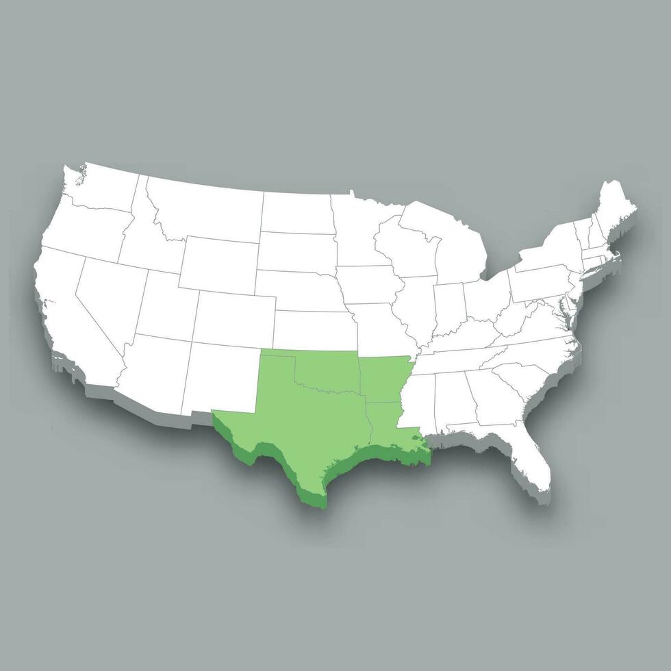 oeste sul central divisão localização dentro Unidos estados mapa vetor
