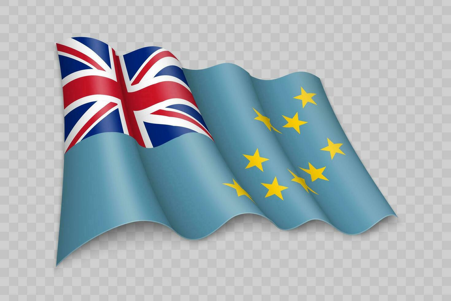3d realista acenando bandeira do tuvalu vetor