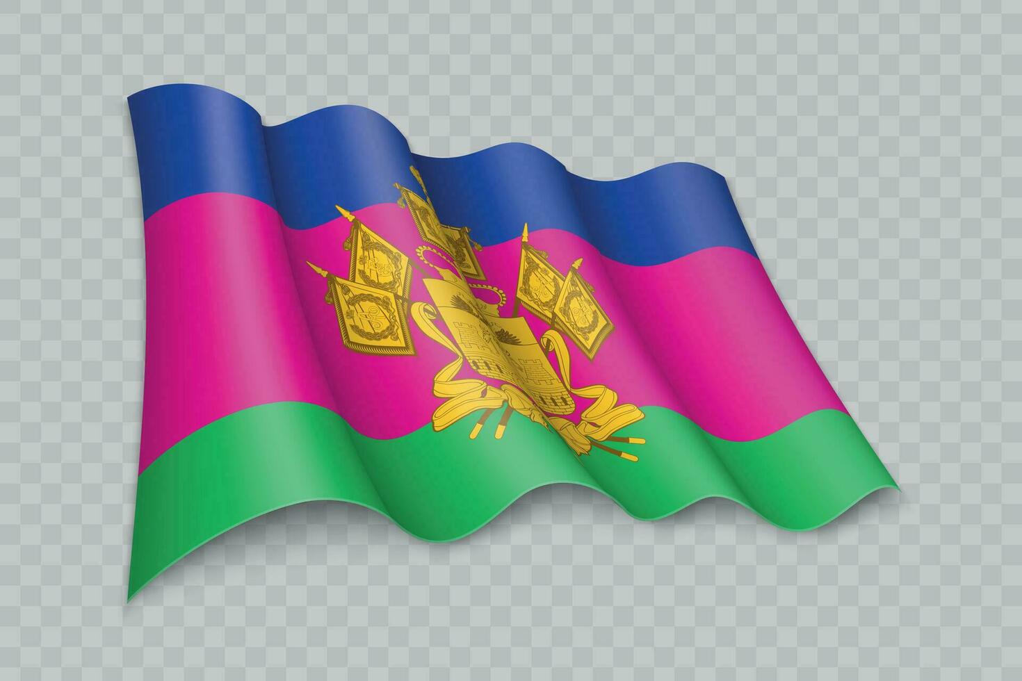 3d realista acenando bandeira do Krasnodar krai é uma região do Rússia vetor