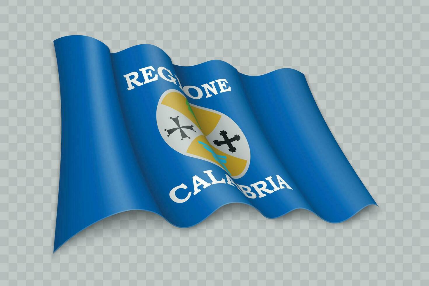 3d realista acenando bandeira do Calabria é uma região do Itália vetor