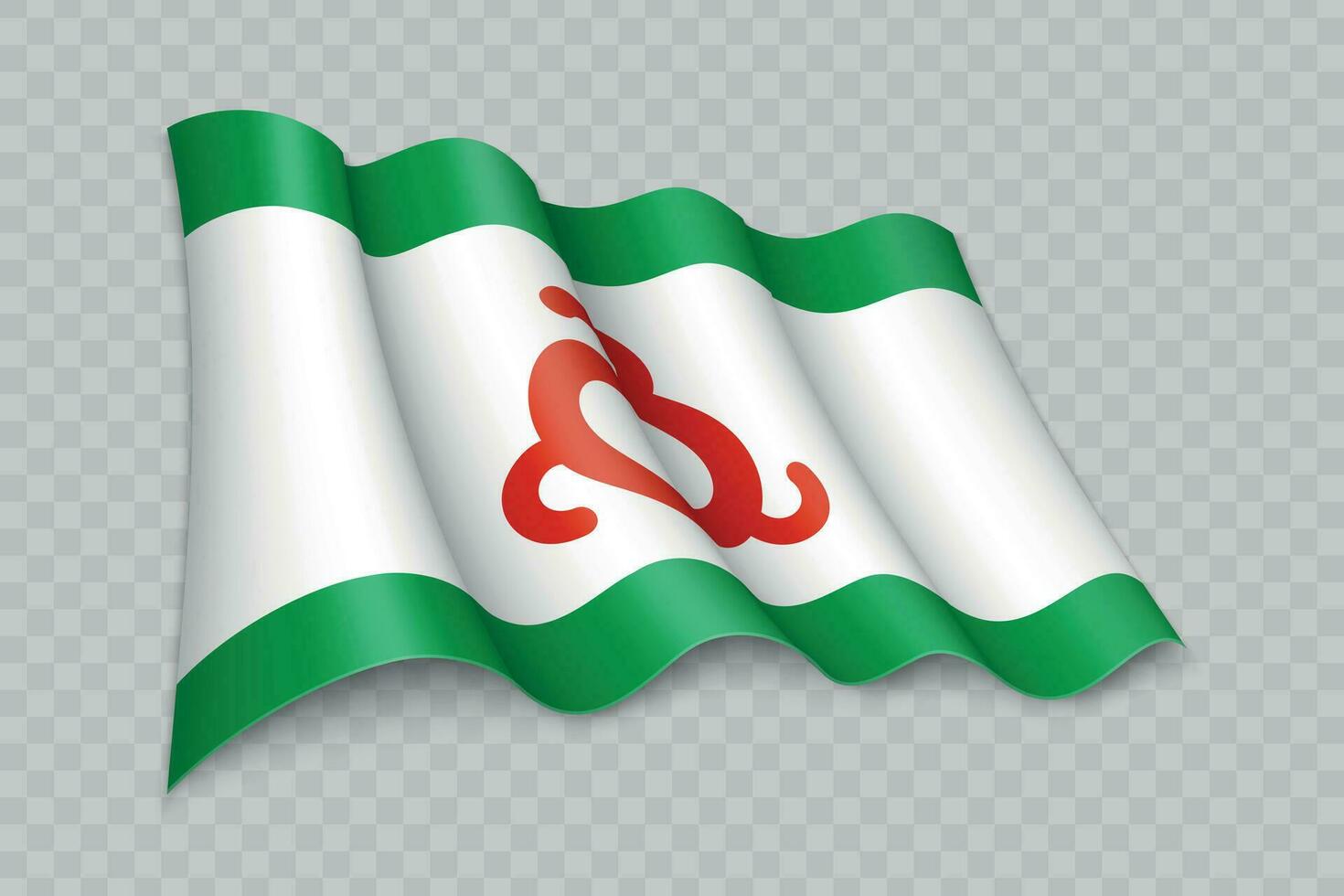 3d realista acenando bandeira do ingushetia é uma região do Rússia vetor