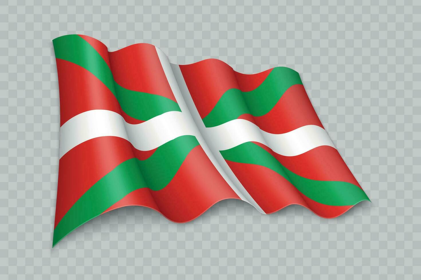 3d realista acenando bandeira do basco país é uma região do Espanha vetor