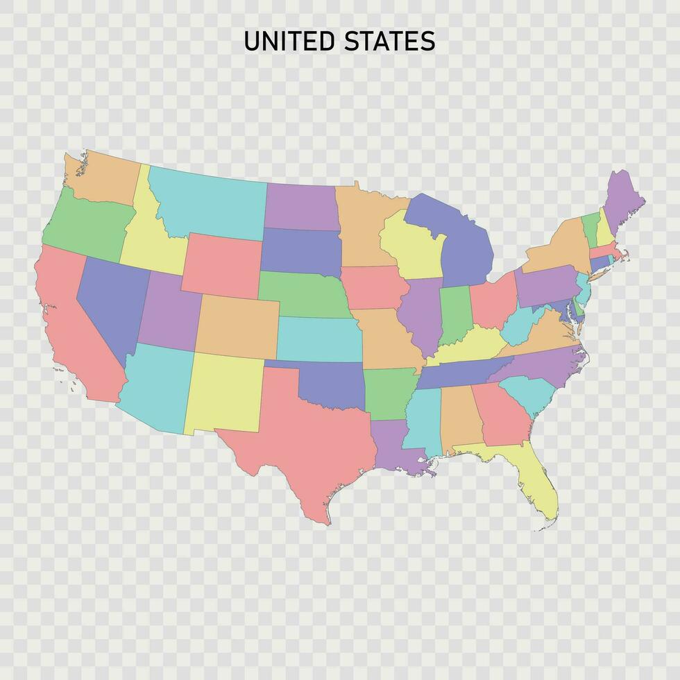 isolado colori mapa do Unidos estados com fronteiras vetor