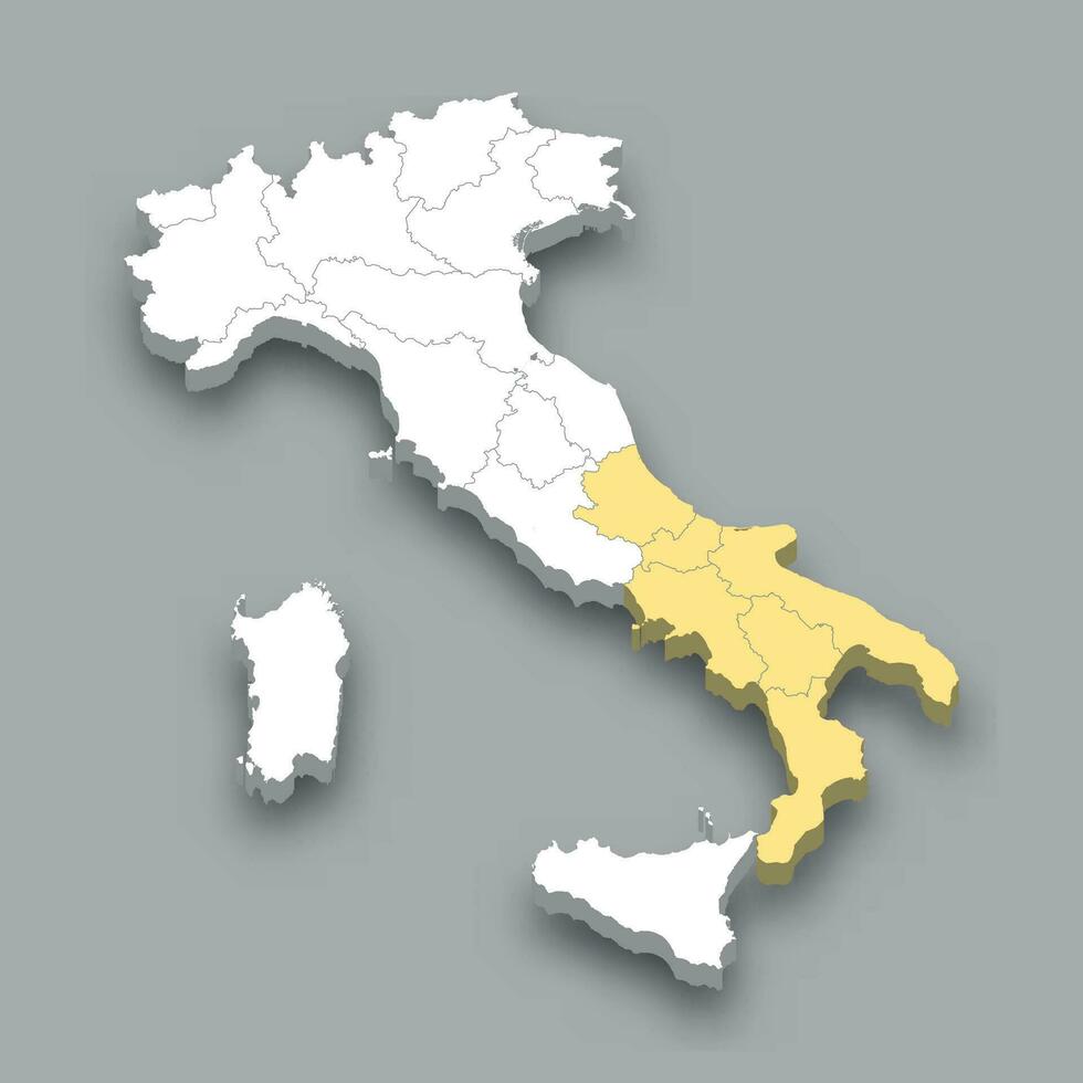 sul região localização dentro Itália mapa vetor