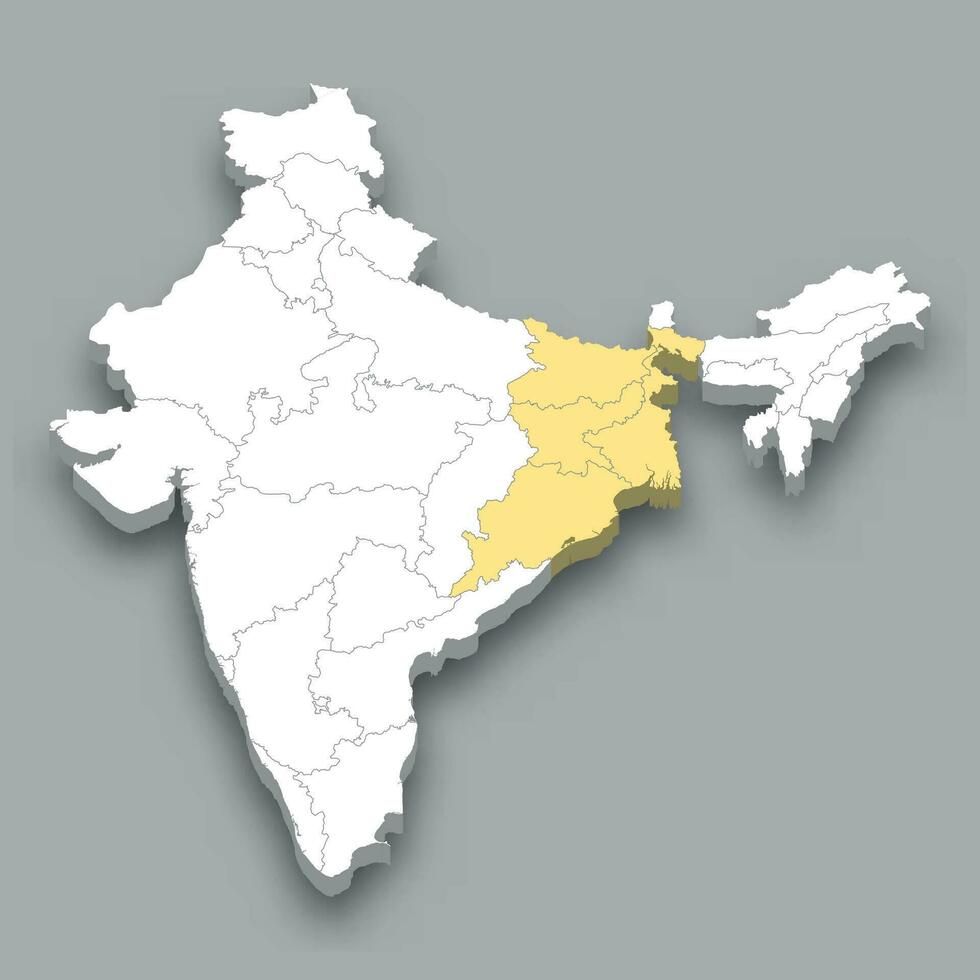 Oriental zona localização dentro Índia mapa vetor