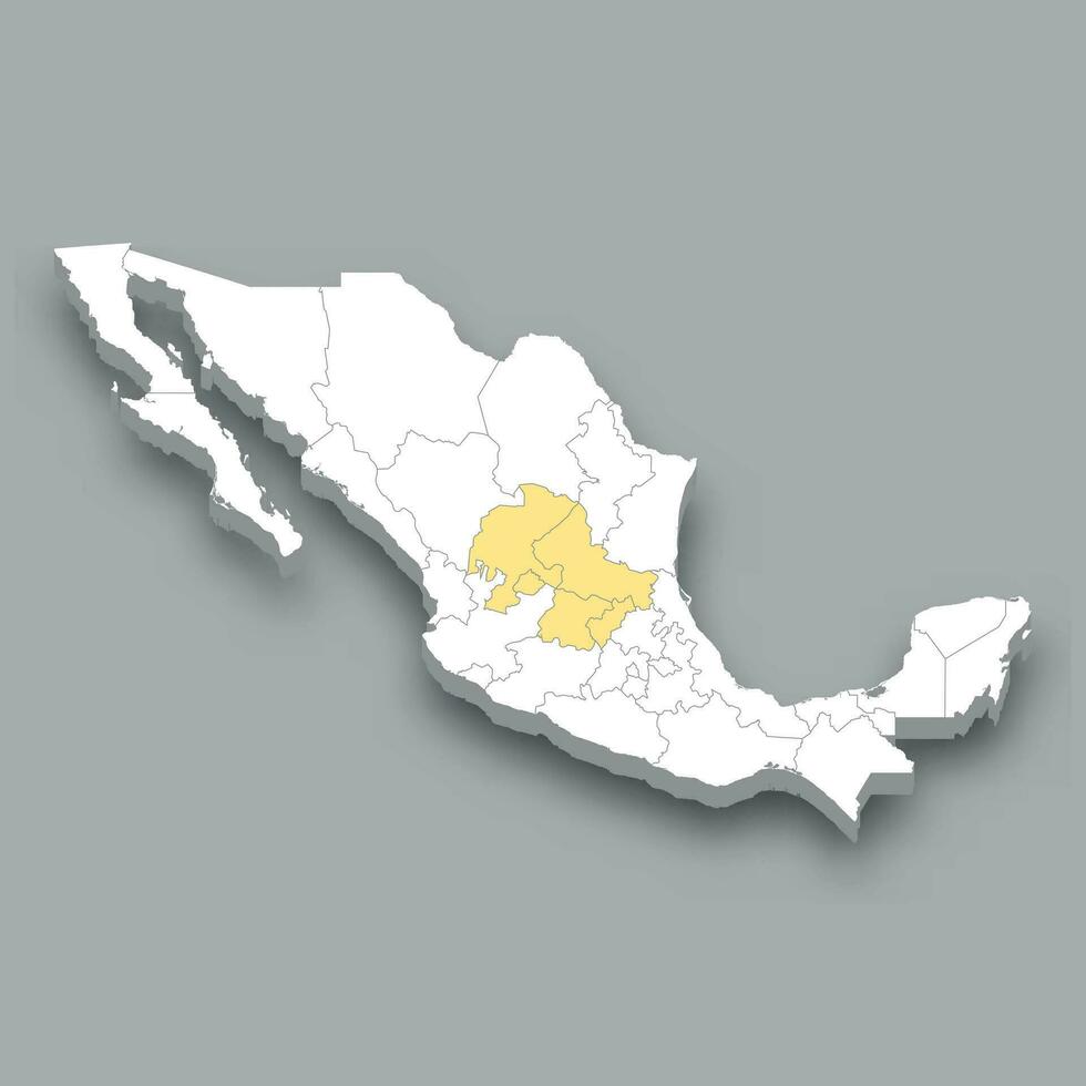a Bajio região localização dentro México mapa vetor