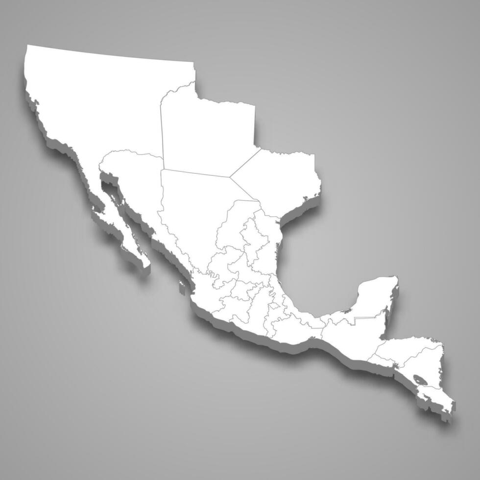 3d isométrico mapa do mexicano Império isolado com sombra vetor