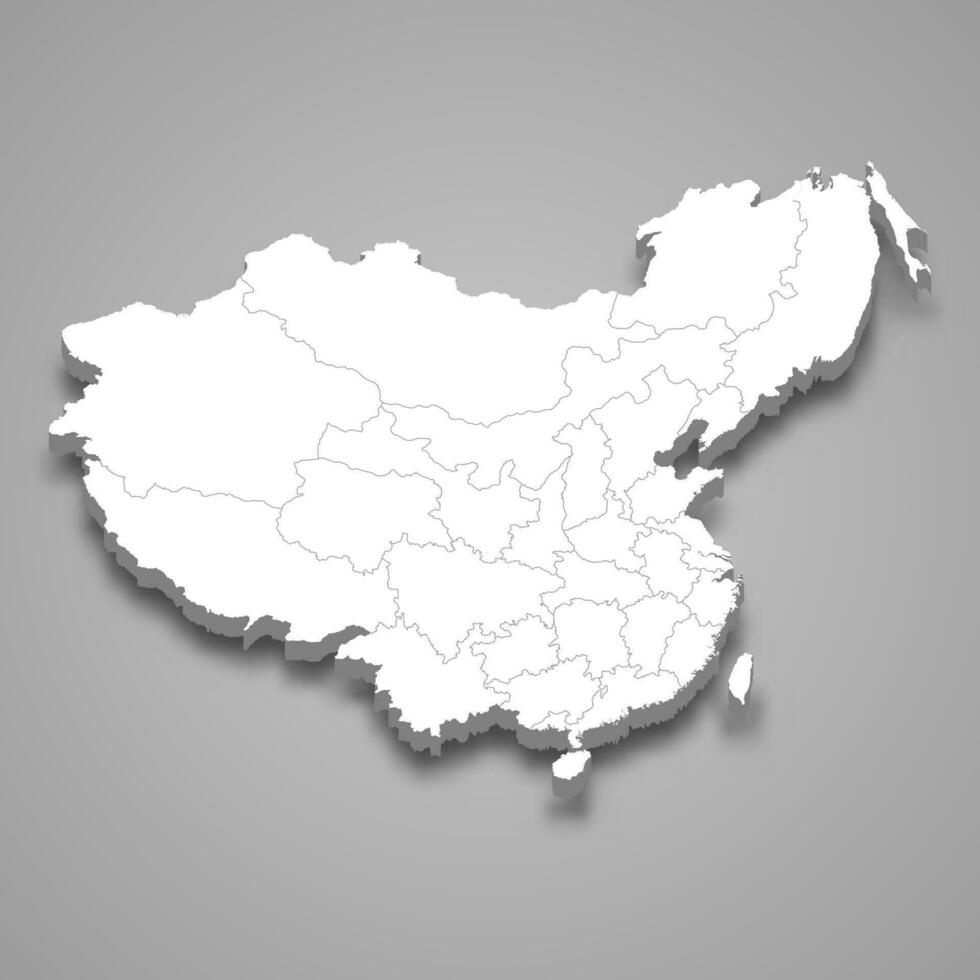 3d isométrico mapa do China qing dinastia isolado com sombra vetor