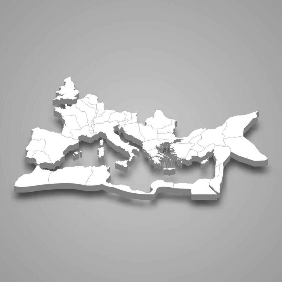 3d isométrico mapa do romano Império isolado com sombra vetor