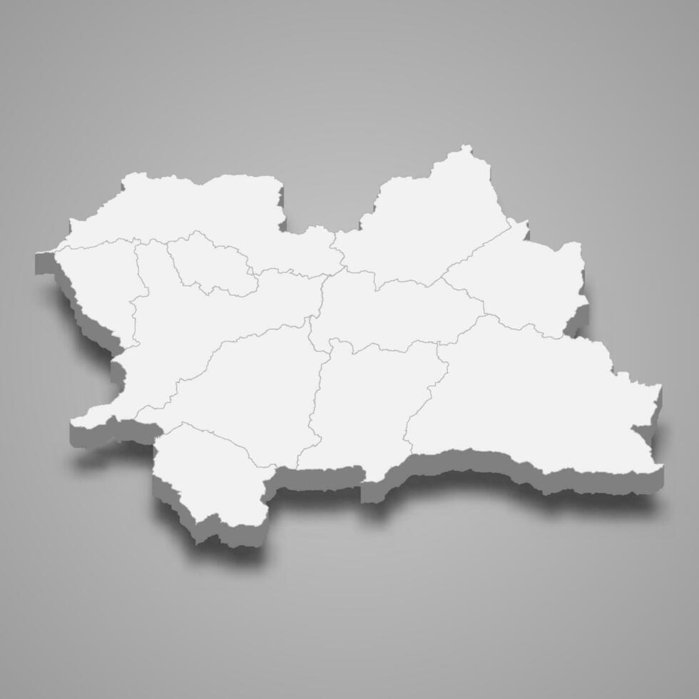 3d isométrico mapa do zilina região é uma província do Eslováquia vetor