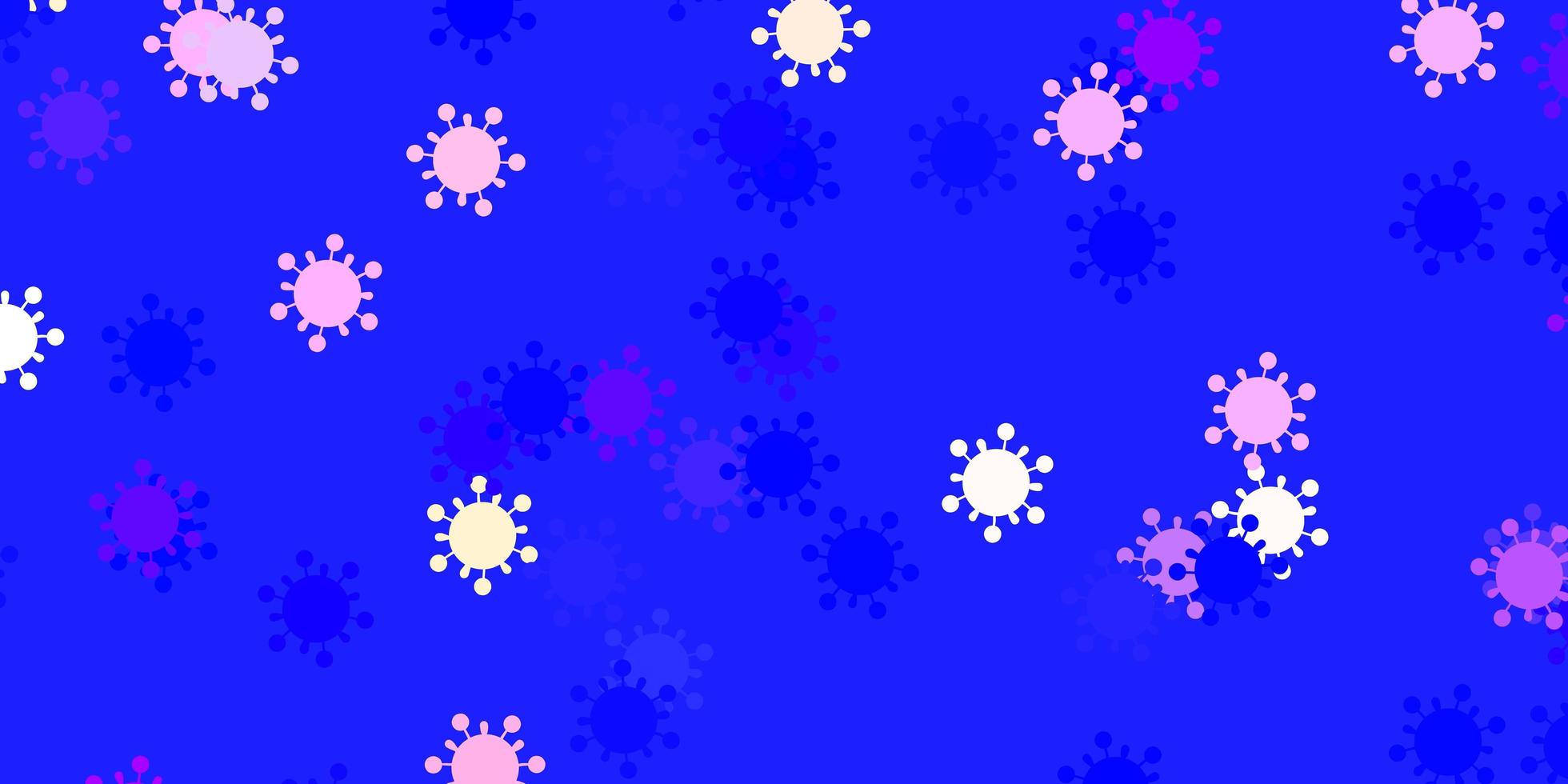 fundo vector azul-de-rosa claro com símbolos covid19