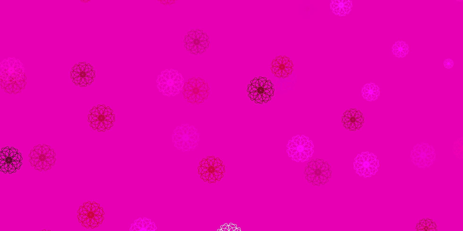 textura de doodle de vetor rosa claro com flores