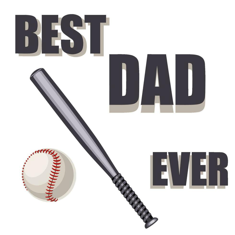 melhor Papai sempre texto com beisebol bola e bastão vetor