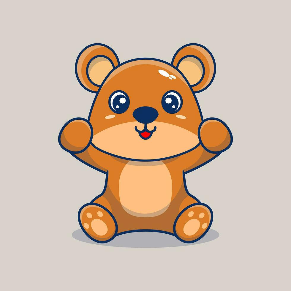 vetor Urso de pelúcia Urso sentado fofa criativo kawaii desenho animado mascote logotipo