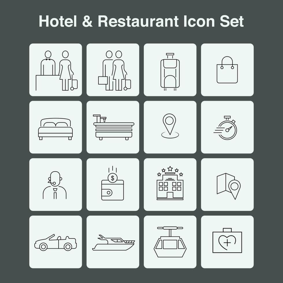hotel e restaurante ícone conjunto vetor