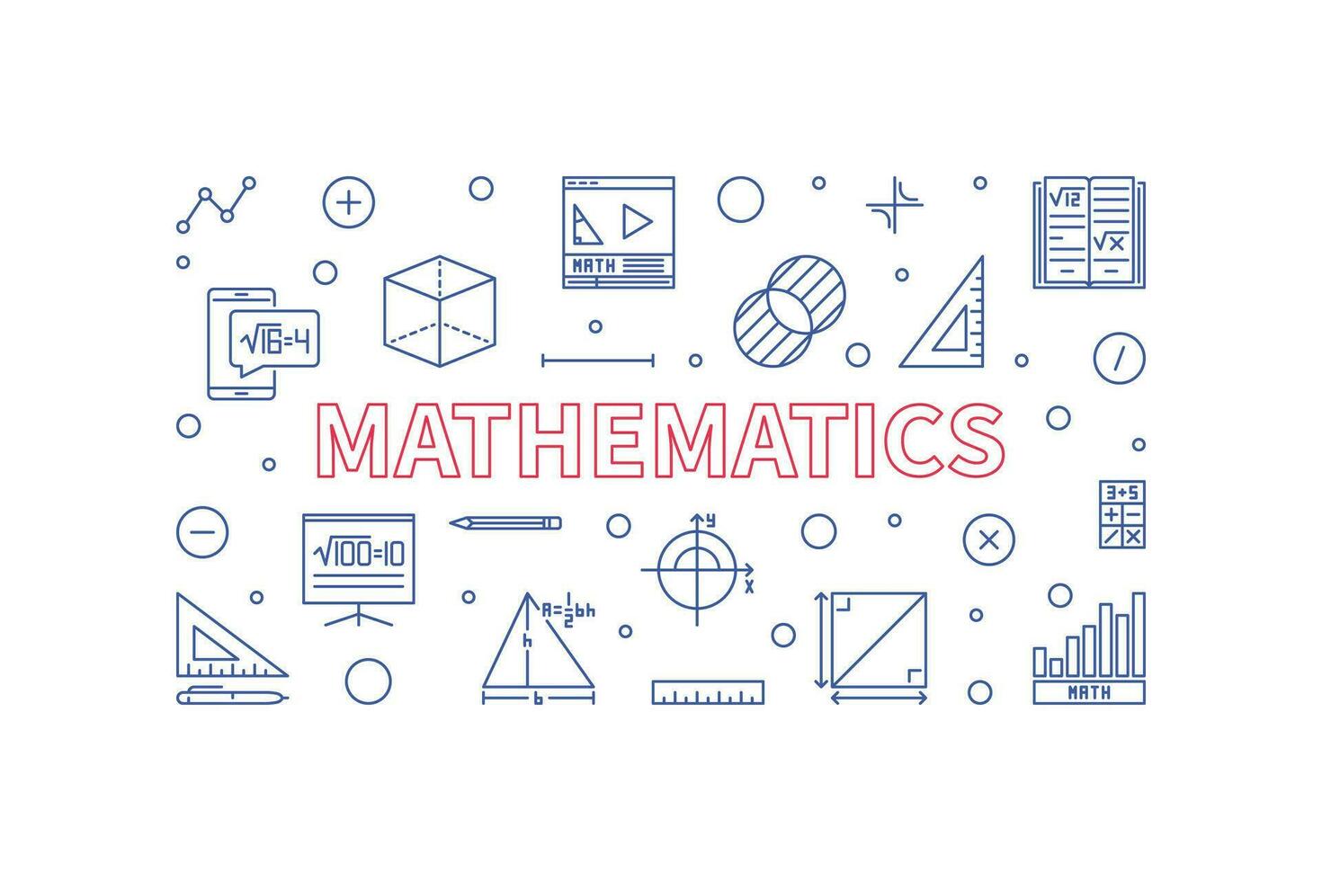 matemática vetor esboço horizontal bandeira. matemática Ciência linear ilustração