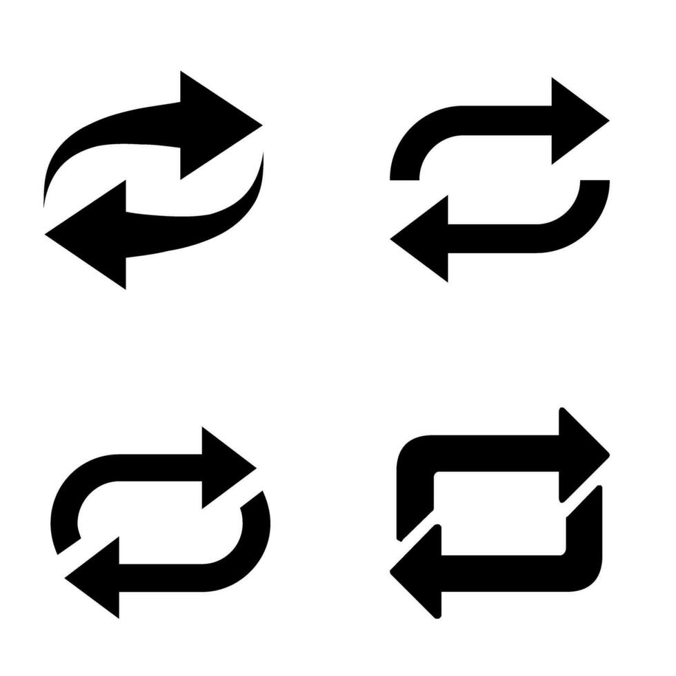 recarregar ícone vetor definir. Redefinir ilustração placa coleção. atualizar símbolo ou logotipo.