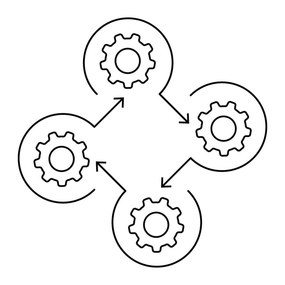 fluxo de trabalho ícone vetor. engrenagem roda dentada roda com Setas; flechas ilustração placa. o negócio conceito símbolo. vetor