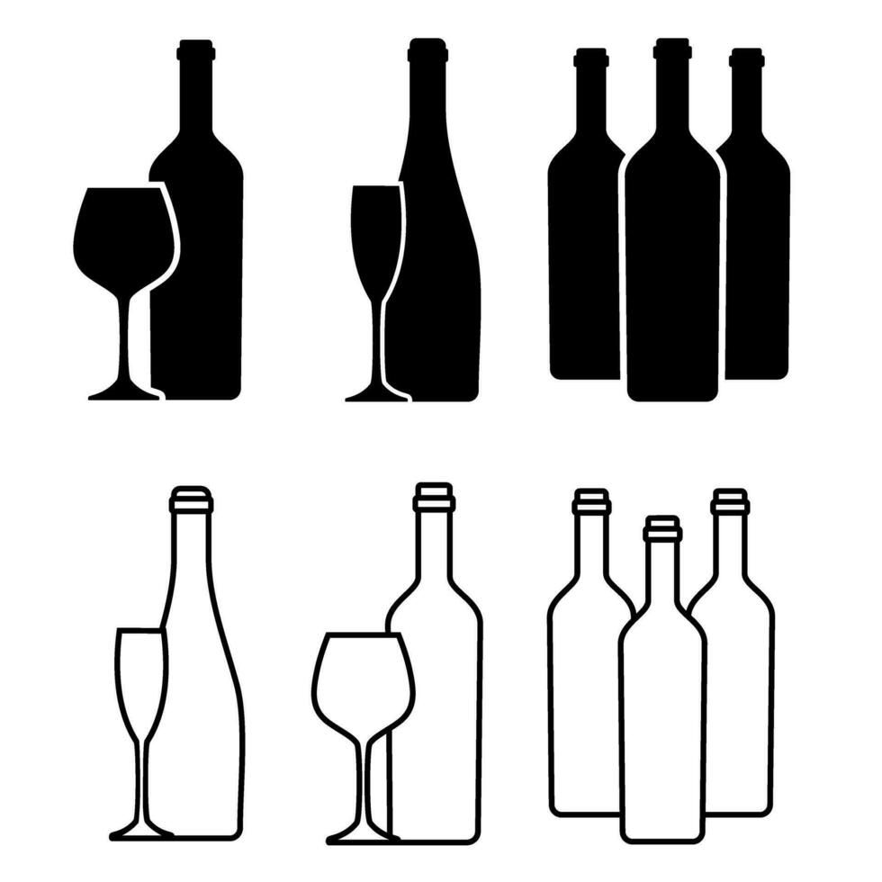 vinho ícone vetor definir. garrafa do vinho ilustração placa coleção. vinho fazer compras símbolo ou logotipo.