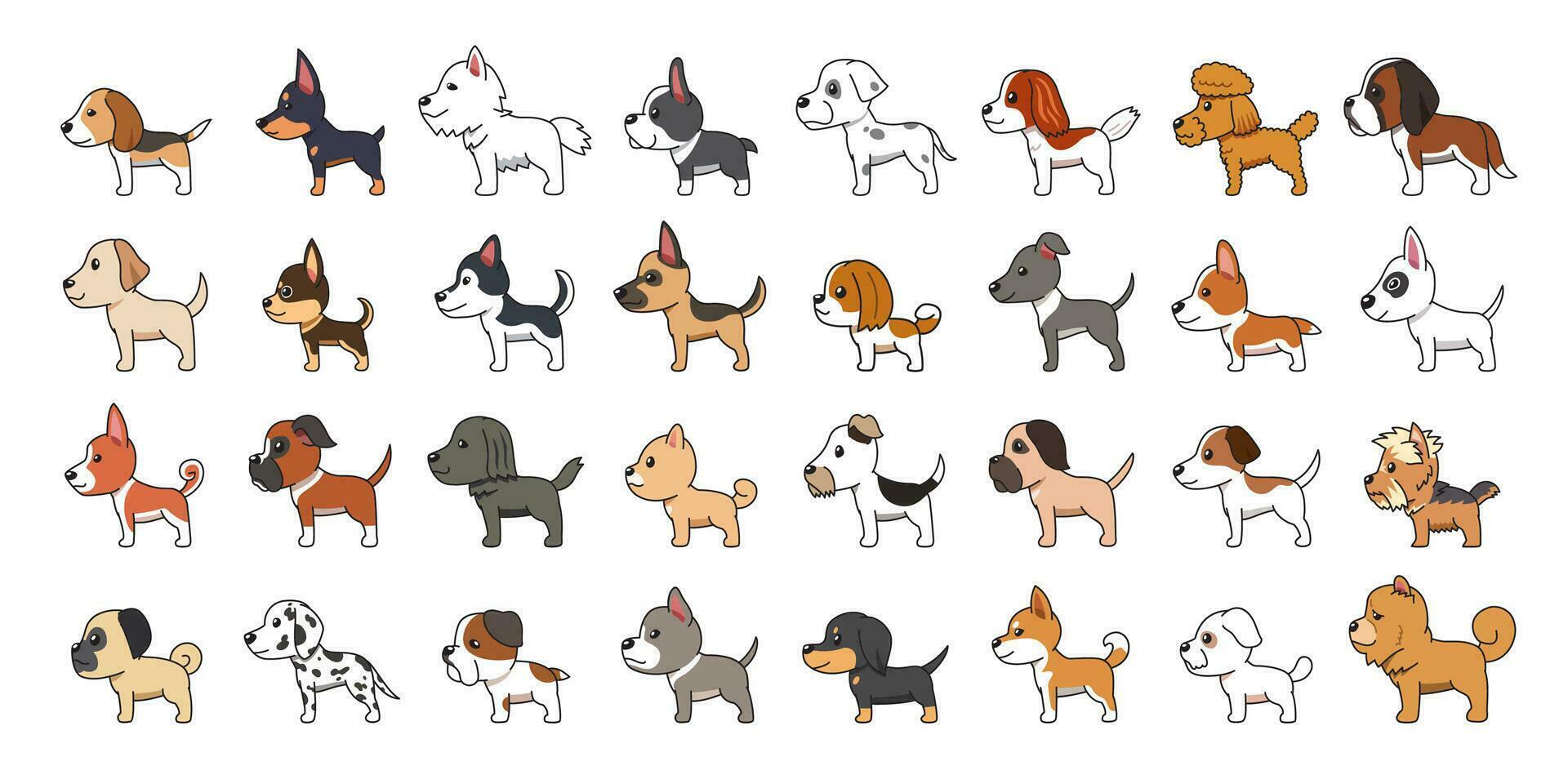 vetor desenho animado cachorros do vários raças lado Visão