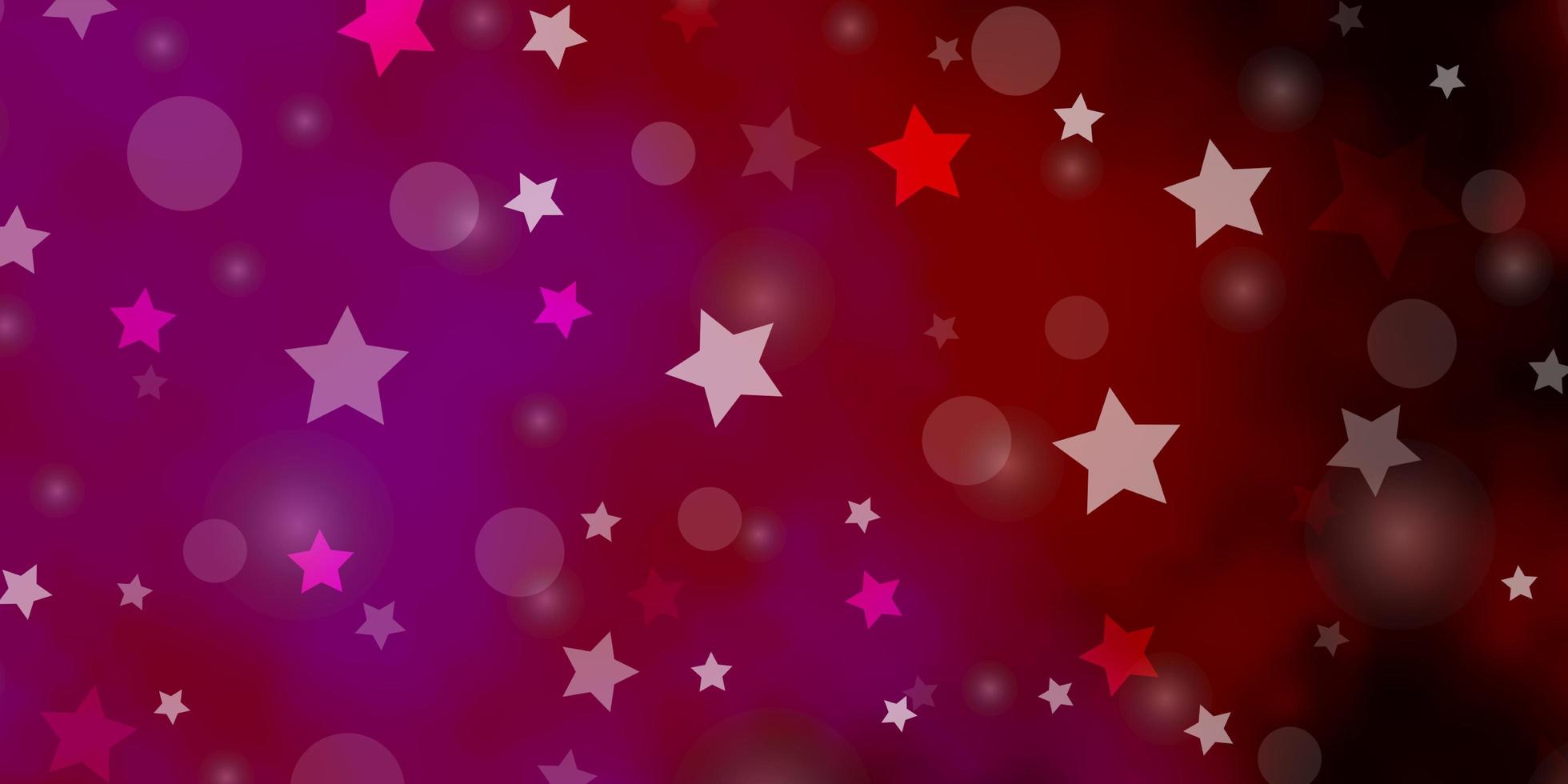Padrão de vetor rosa roxo escuro com estrelas de círculos desenho abstrato em estilo gradiente com estrelas de bolhas para papéis de parede de tecido