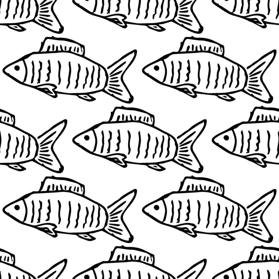 desatado peixe padronizar. desenhado peixe fundo. frutos do mar ilustração vetor