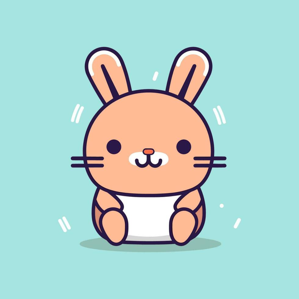 fofa kawaii Coelho Coelho desenho animado Páscoa cutevector ilustração vetor