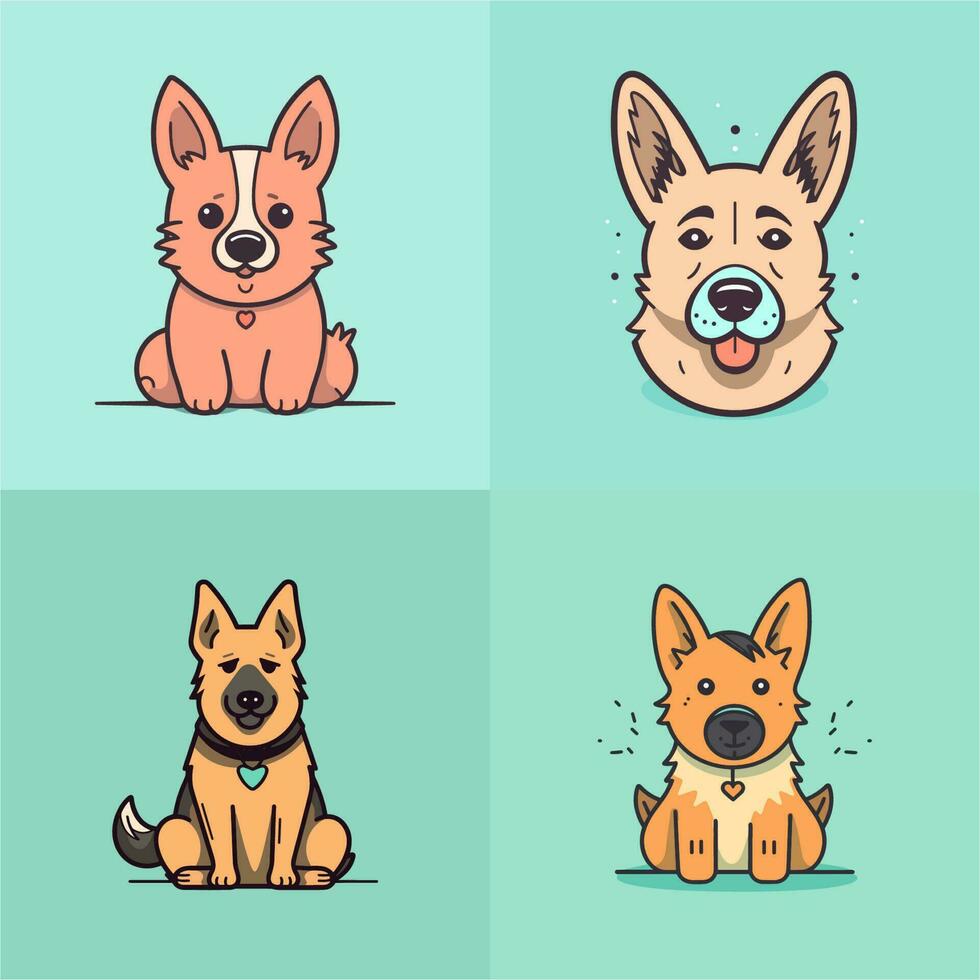 cachorro coleção conjunto fofa desenho animado cachorro animais animais de estimação ilustração vetor