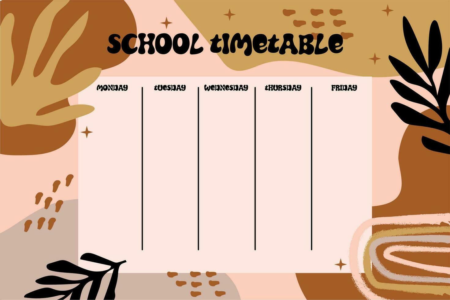 retro boho abstrato crianças' calendário para pré escola e elementar escola crianças. vetor