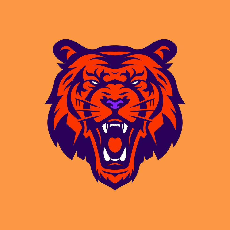 tigre cabeça esport mascote logotipo para jogos, beisebol, futebol equipe. silhueta do tigre cabeça vetor ilustração.