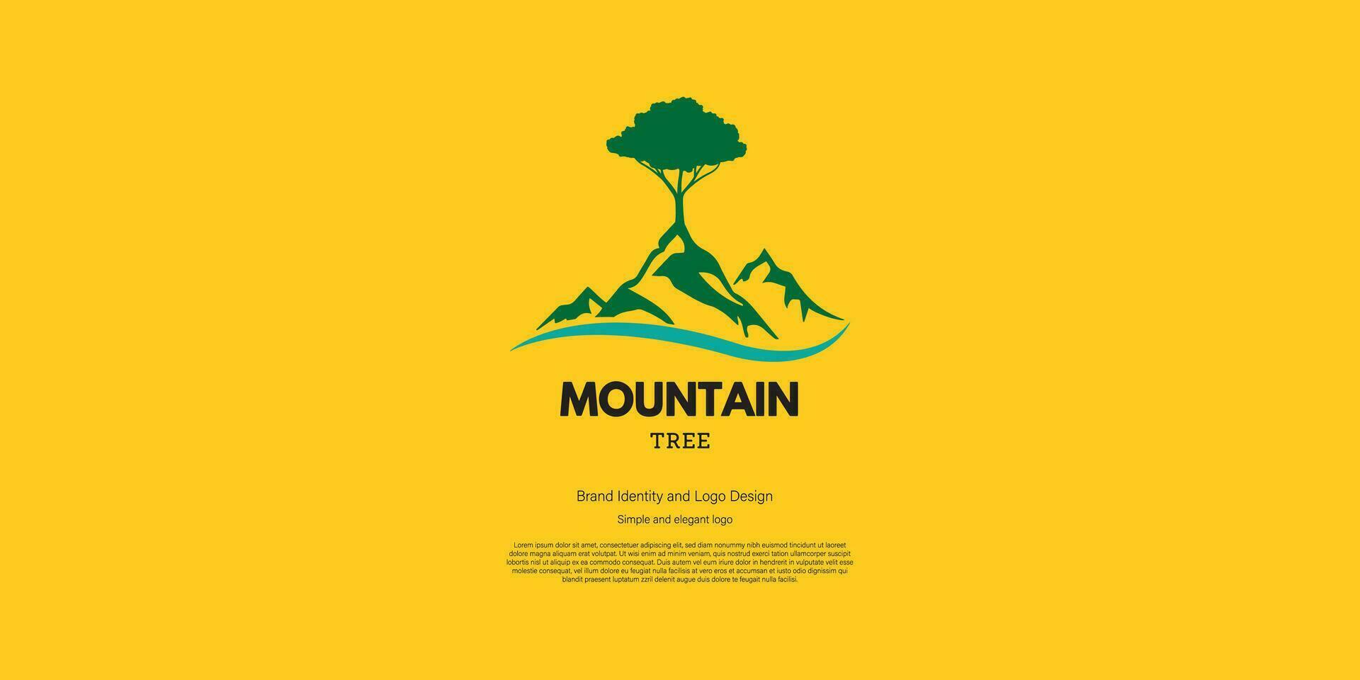 montanha árvore logotipo Projeto para aventura comunidade ou camiseta Projeto vetor