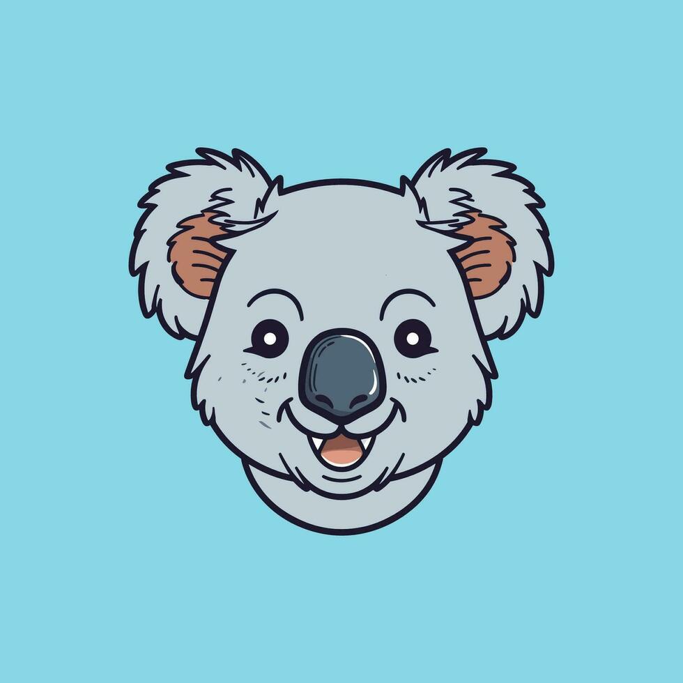 fofa coala face isolado em azul fundo vetor