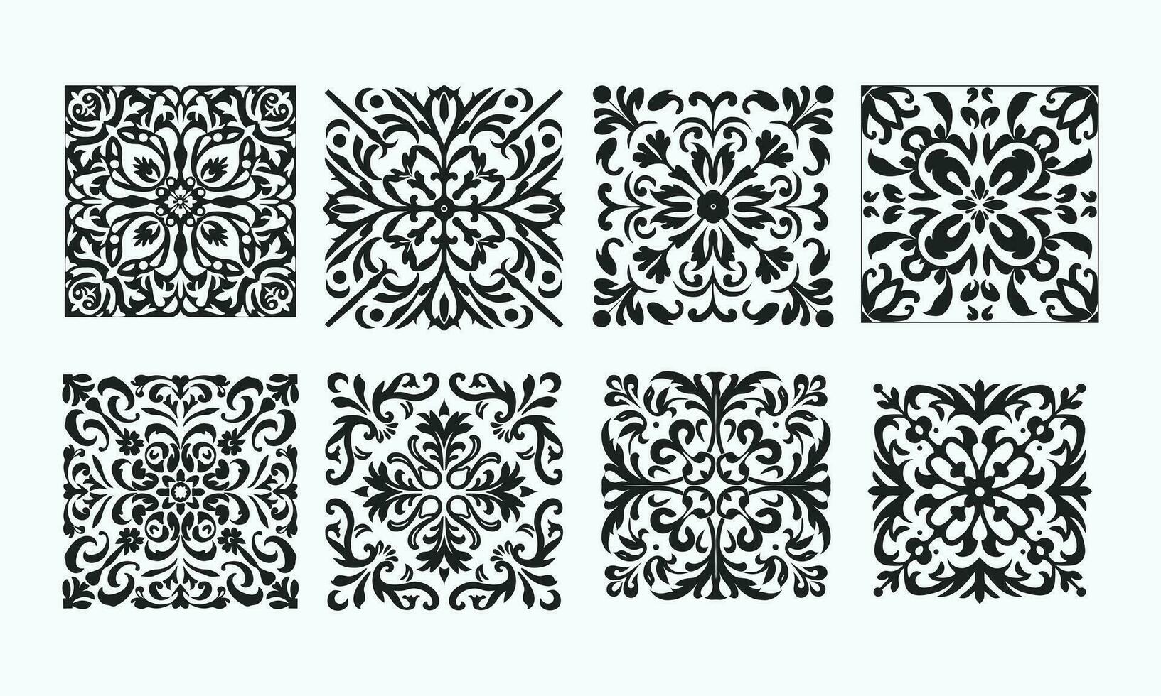 a padronizar inclui muitos ornamental desenhos dentro Preto e branco, dentro a estilo do à base de estêncil, simétrico arranjo, italiano talento, bíblico motivos, negrito estêncil, estêncil arte, simples formas vetor