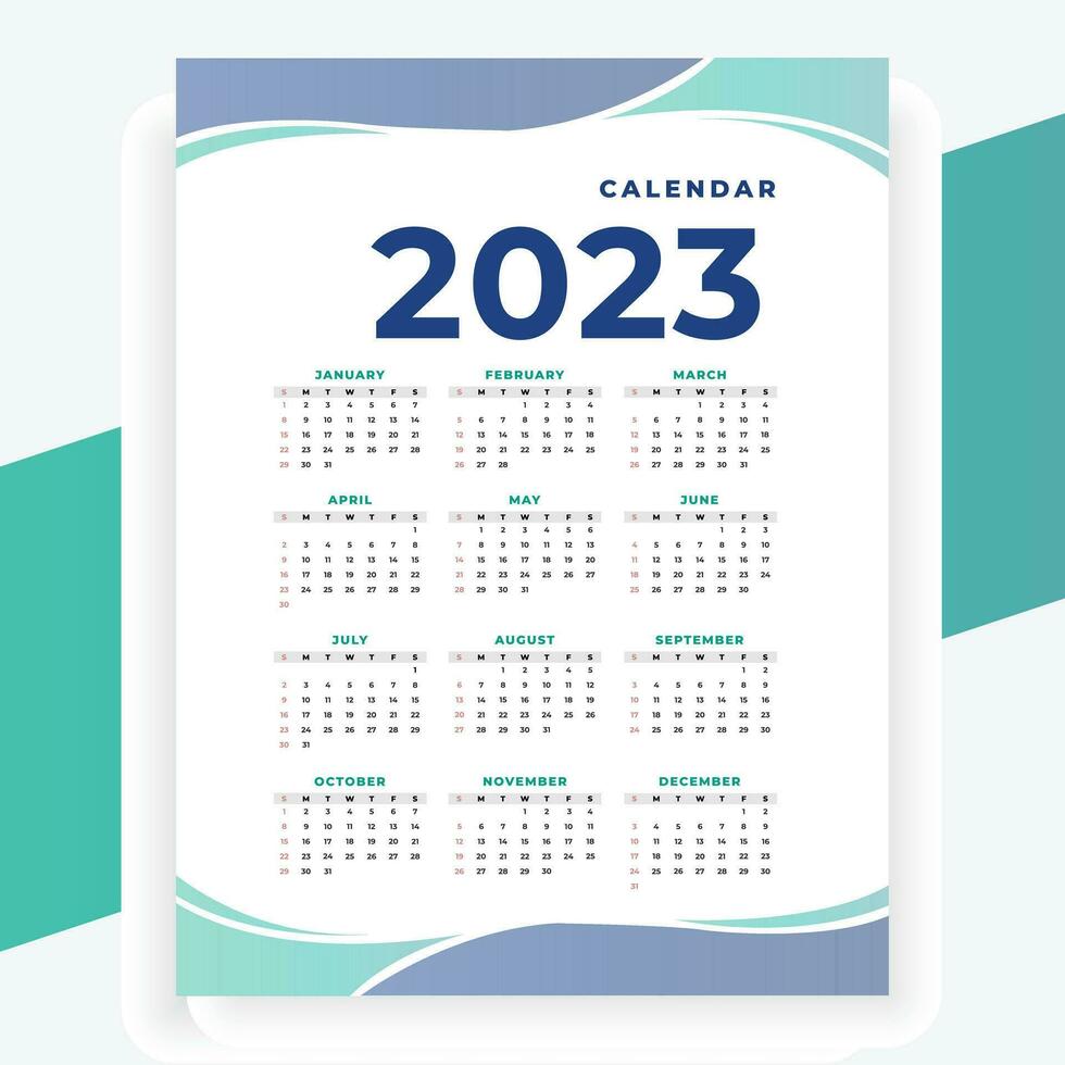 2023 papel moderno calendário disposição dentro imprimível estilo vetor