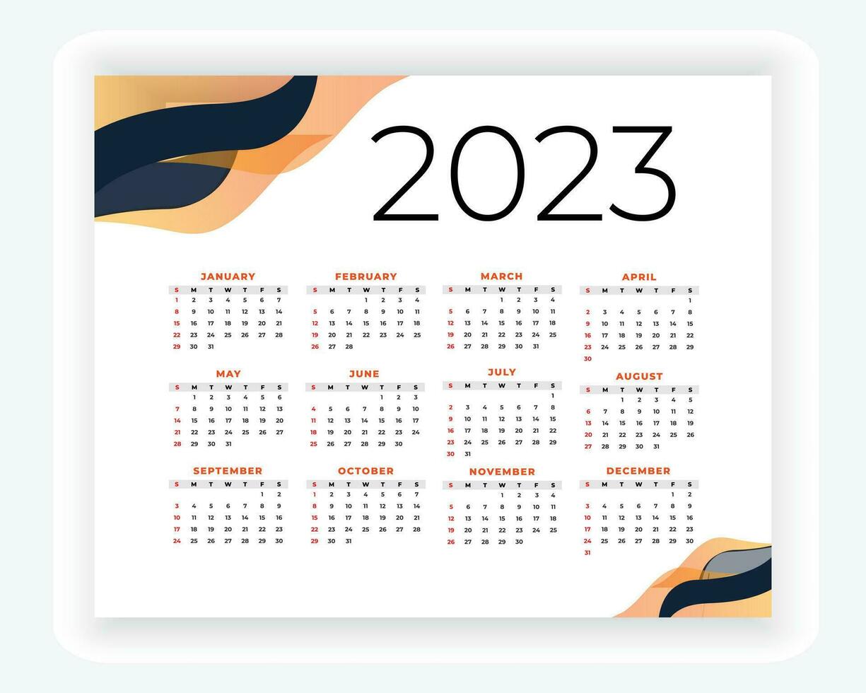 vetor moderno estilo Novo ano 2023 calendário modelo