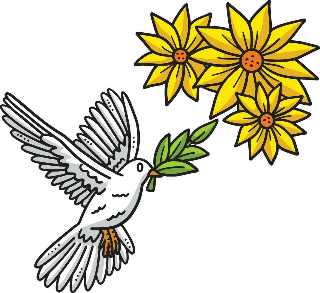 pássaro e flor desenho animado colori clipart vetor