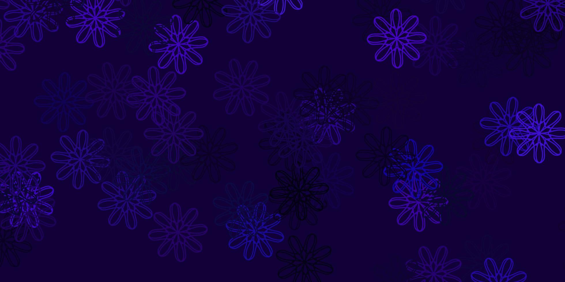 textura de doodle de vetor roxo claro com flores