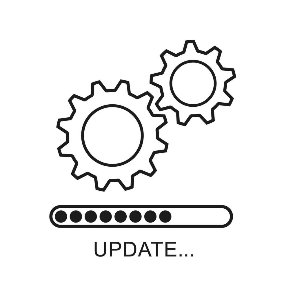 atualizar ícone com engrenagens. Carregando ou atualizando arquivos, instalando ou atualizando Novo Programas etc. moderno plano Projeto vetor