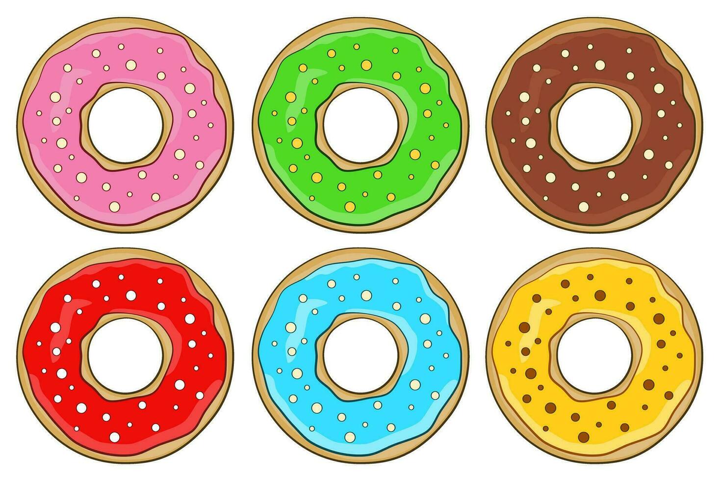 conjunto de donuts coloridos vetor