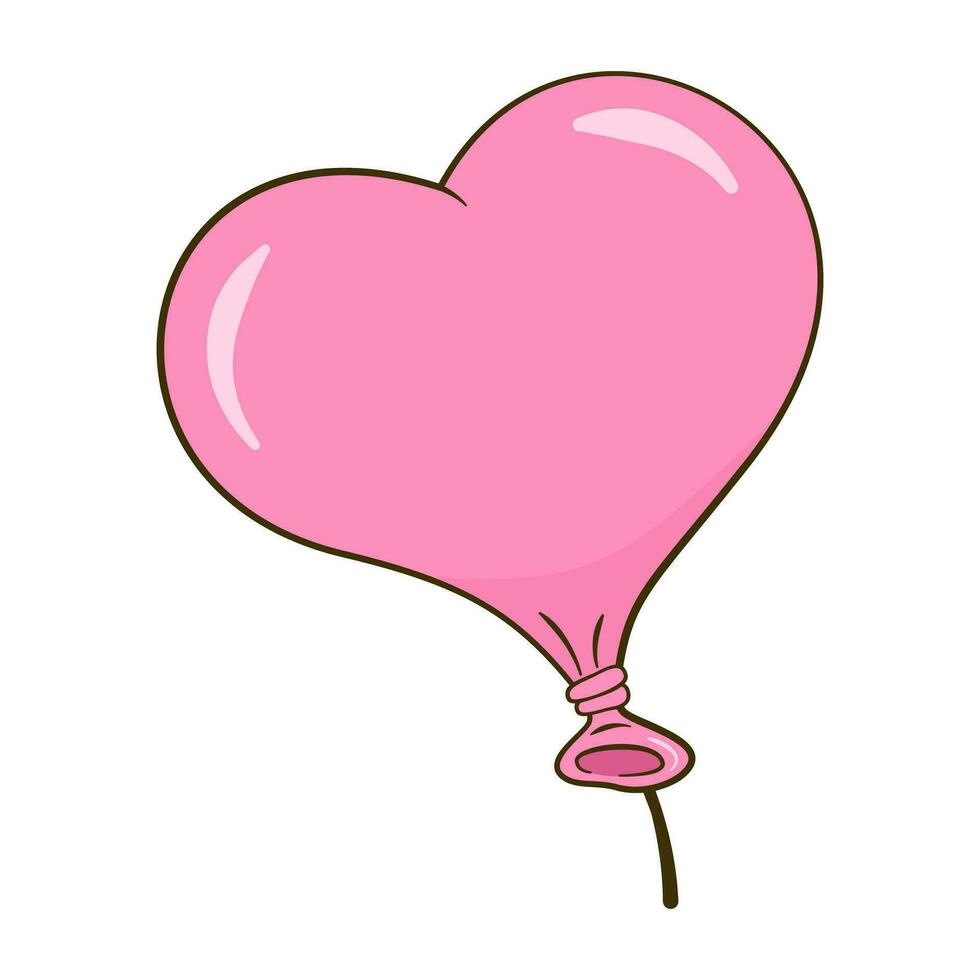 Rosa balão dentro a forma do a coração vetor