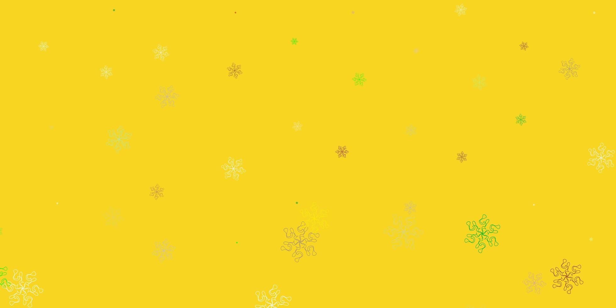 textura de doodle de vetor verde amarelo claro com flores