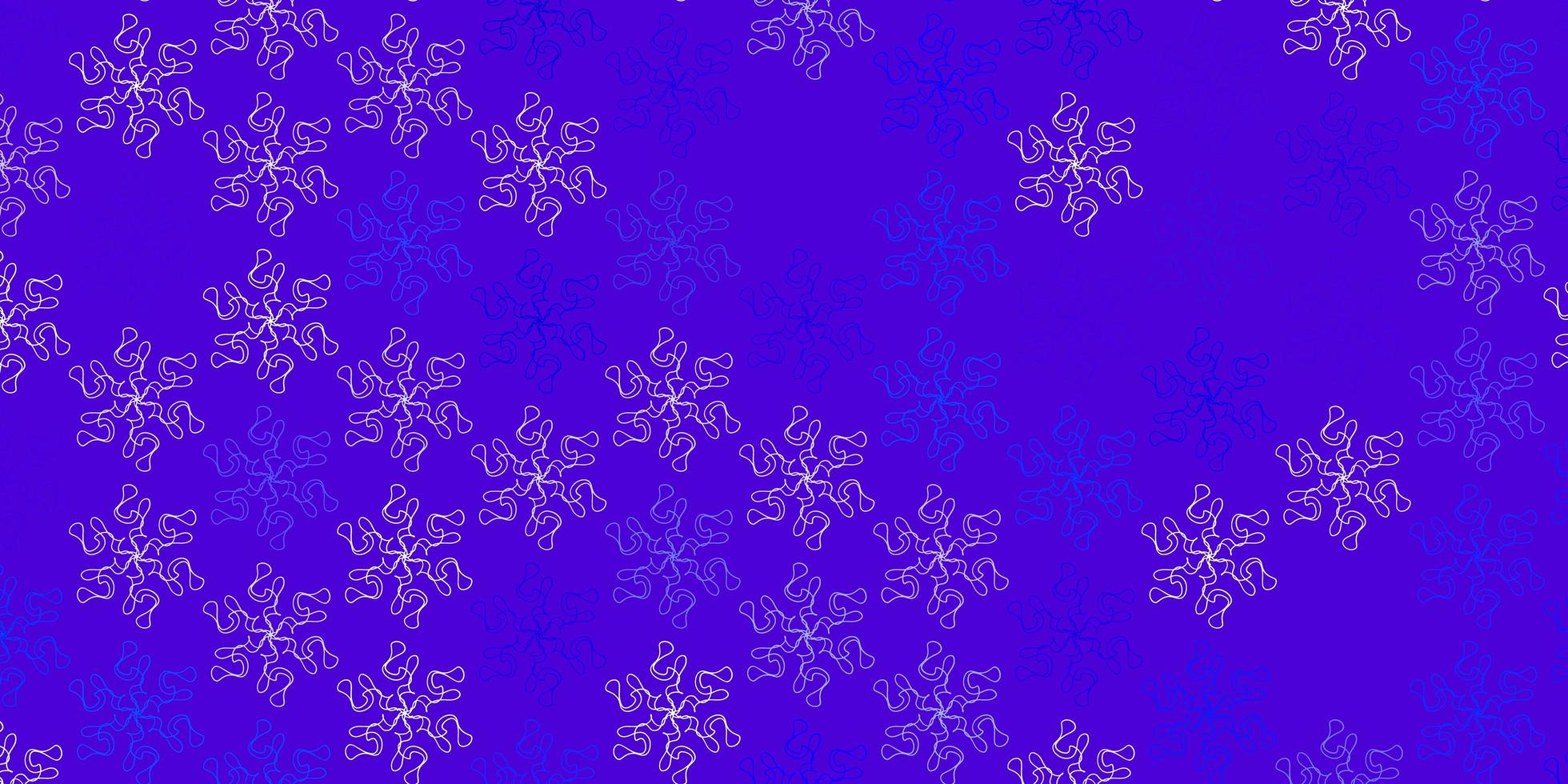 fundo azul claro do doodle do vetor com flores