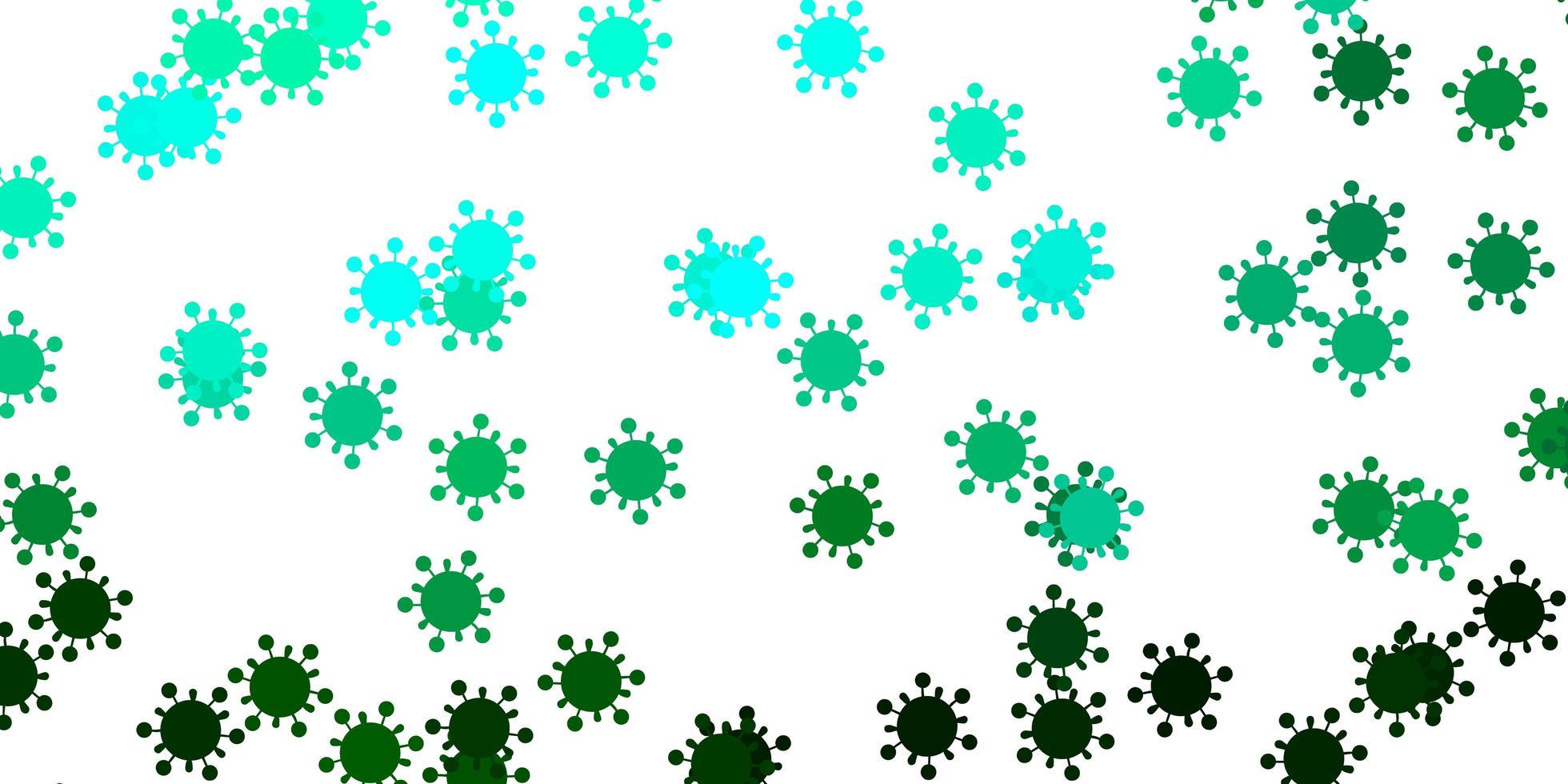 padrão de vetor verde claro com elementos de coronavírus