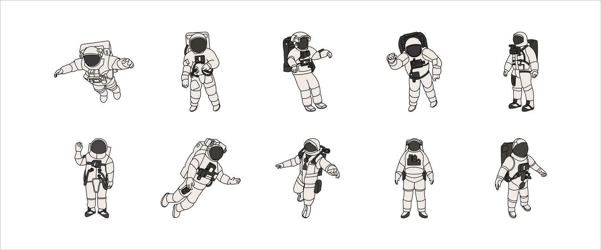 espaço astronauta ilustração vetor conjunto