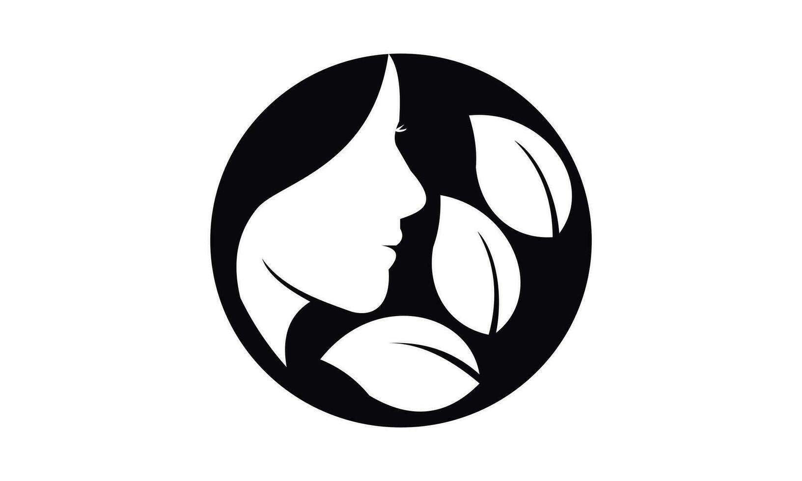 fêmea face vetor ilustração logotipo com folhas Como uma símbolo do beleza salão