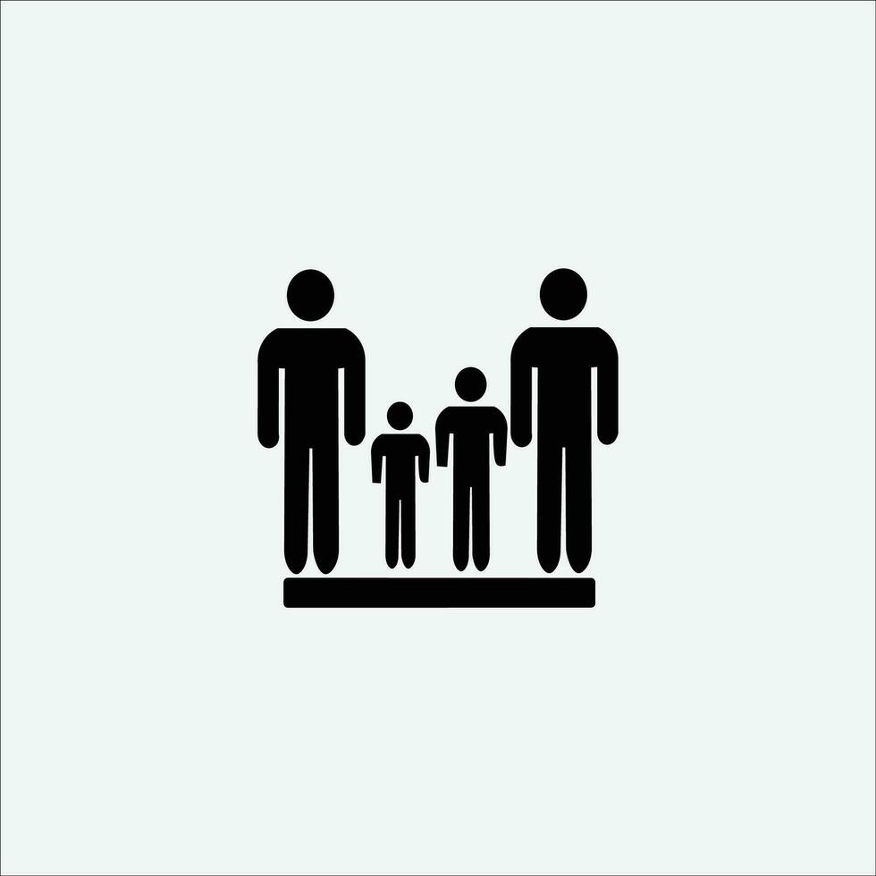 família ícone silhueta consistindo do pai mãe e dois crianças vetor
