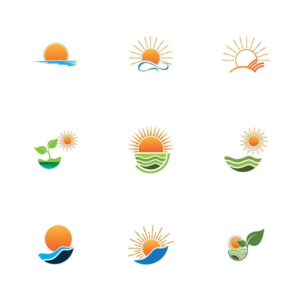 modelo de logotipo do nascer do sol. modelo de logotipo de ícone de ilustração vetorial sol ao longo do horizonte vetor
