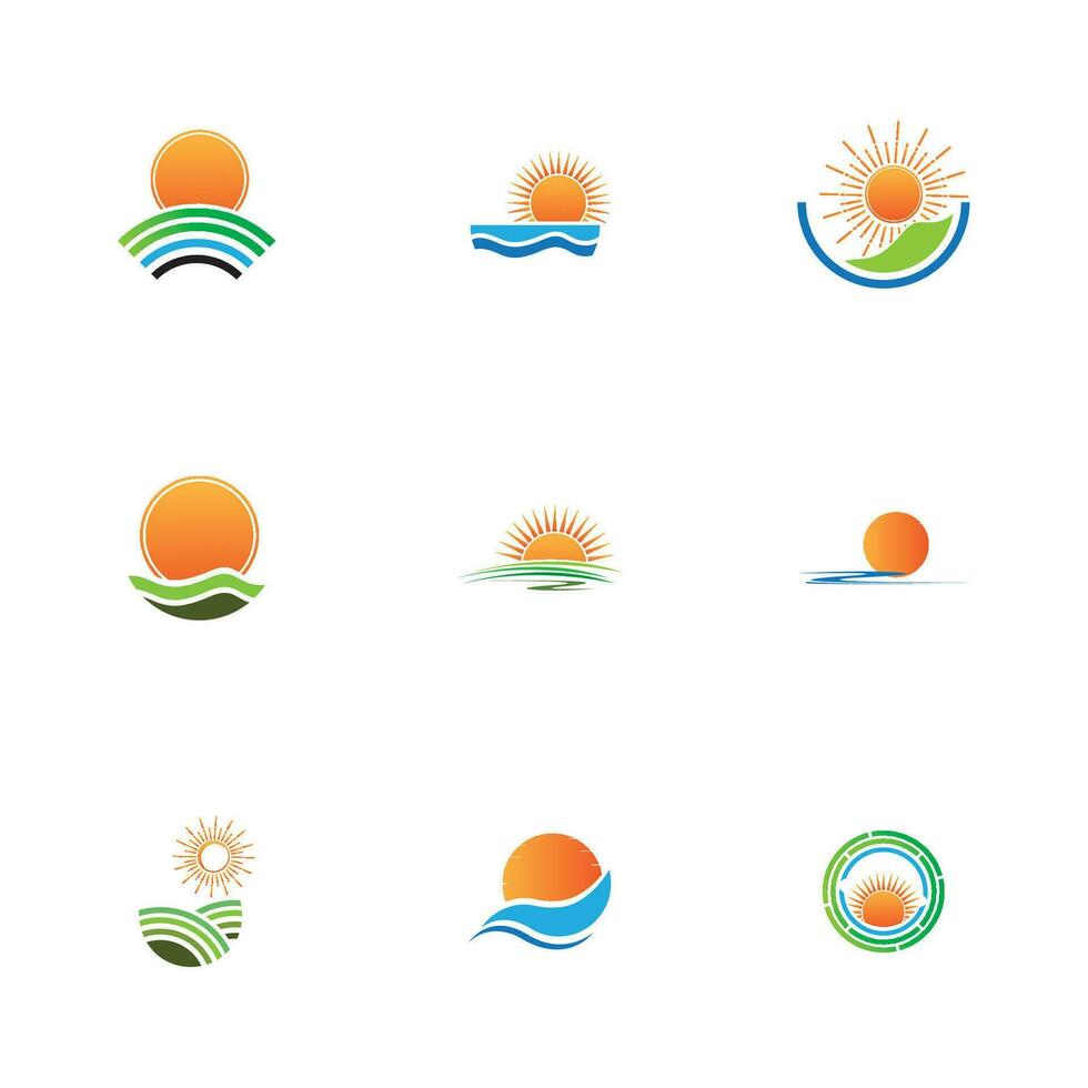 modelo de logotipo do nascer do sol. modelo de logotipo de ícone de ilustração vetorial sol ao longo do horizonte vetor