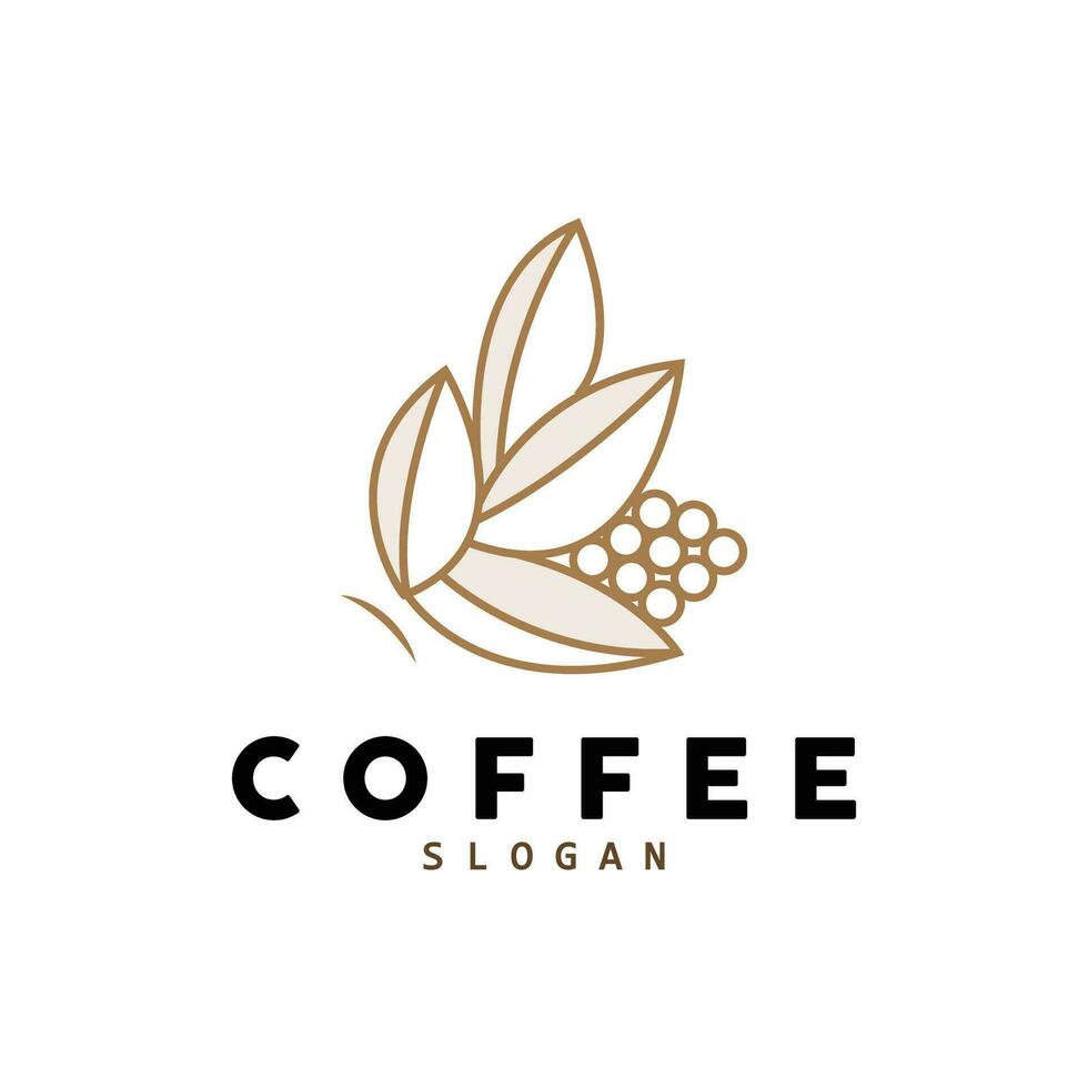 design de logotipo de bebida de feijão de café em ilustração vetorial de cor marrom vetor