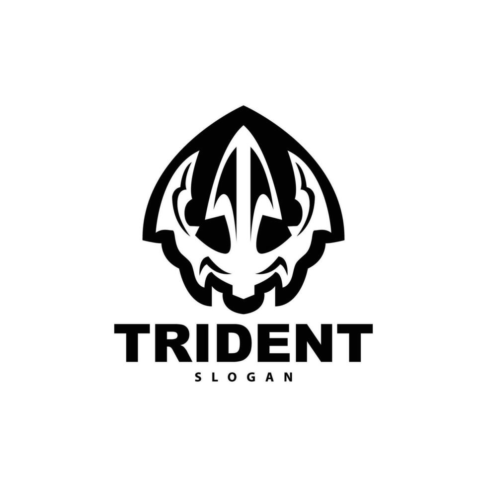 tridente logotipo, vetor Magia lança do Poseidon Netuno, triton rei projeto, modelo ícone marca ilustração